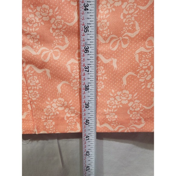 Vtg Sears Koffee Snap Housecoat Floral Ribbons Peach 9/10 Pocket Short Sleeved - Picture 7 of 8